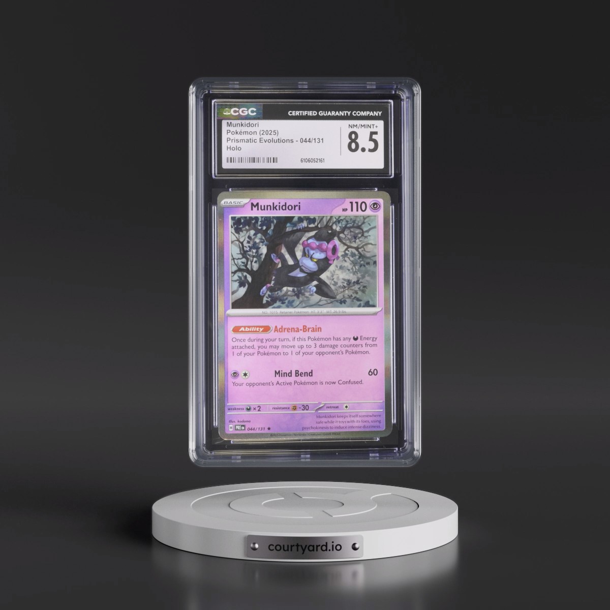 2024 Prismatic Evolutions - PRE EN #044/131 Munkidori - Holo (CGC 8.5 NM-MT+)