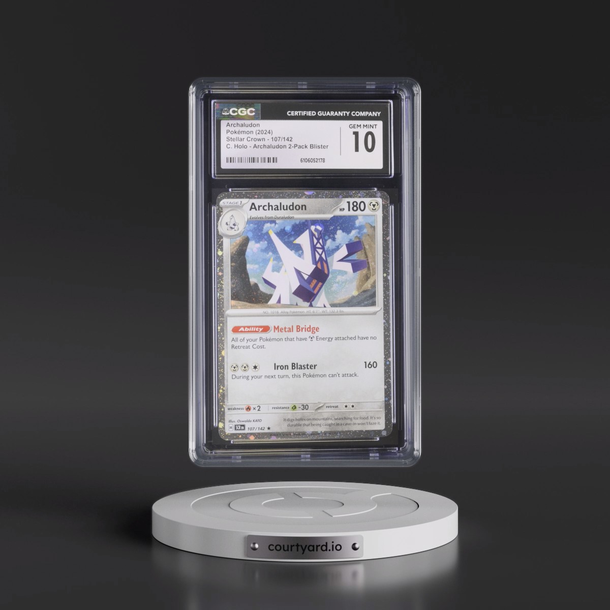 2024 Stellar Crown - SCR EN #107/142 Archaludon - Cosmos Holo (C. Holo) Archaludon 2-Pack Blister (CGC 10 GEM MINT)