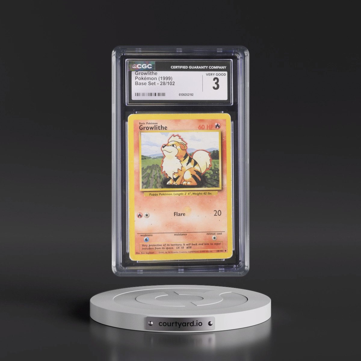 1999 Base Set #28/102 Growlithe (CGC 3 VG)