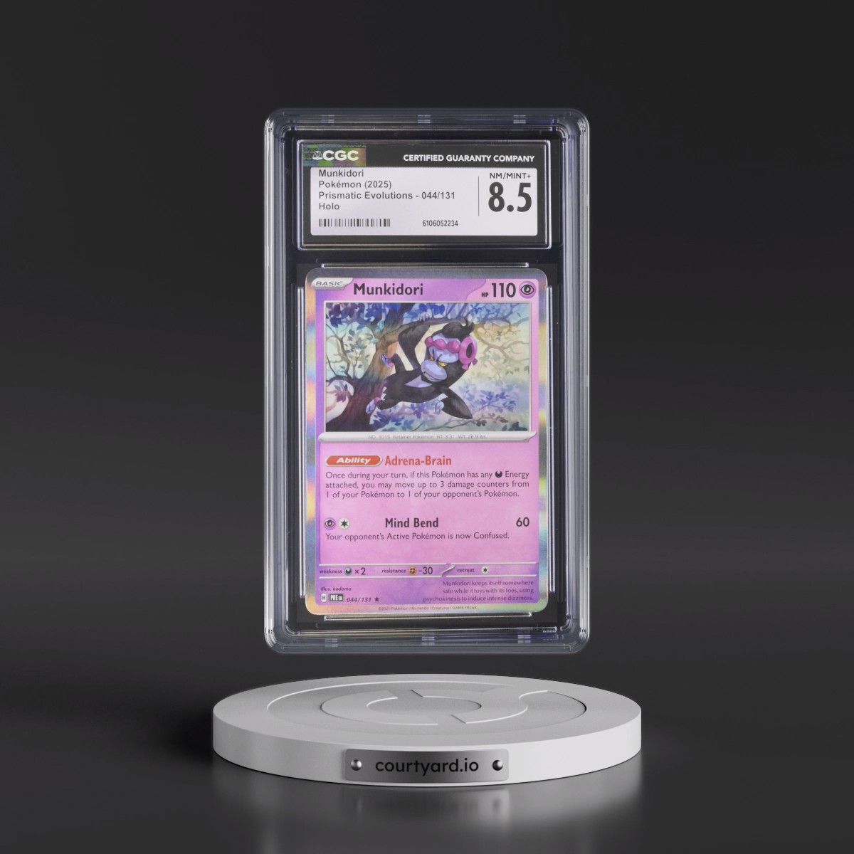 2024 Prismatic Evolutions - PRE EN #044/131 Munkidori - Holo (CGC 8.5 NM-MT+)