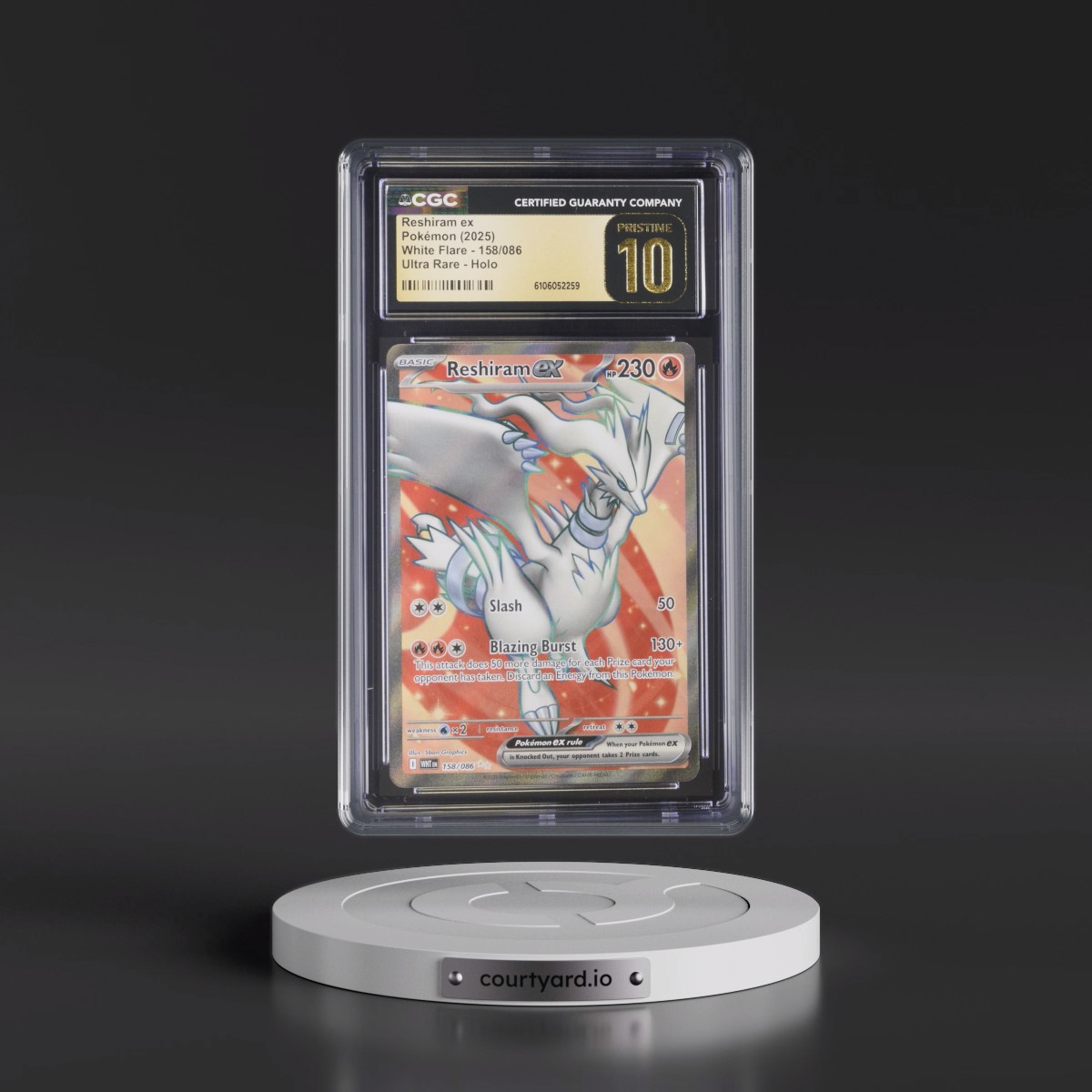 2025 White Flare - WHT EN #158/086 Reshiram ex - Ultra Rare Holo (CGC 10 PRISTINE)