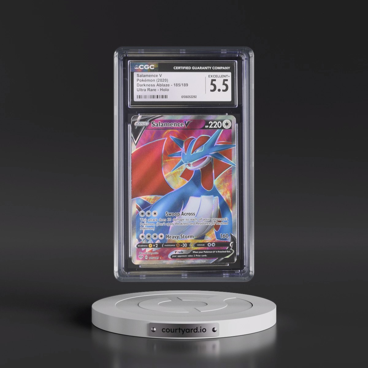 2020 Darkness Ablaze #185/189 Salamence V - Ultra Rare Holo (CGC 5.5 EX+)
