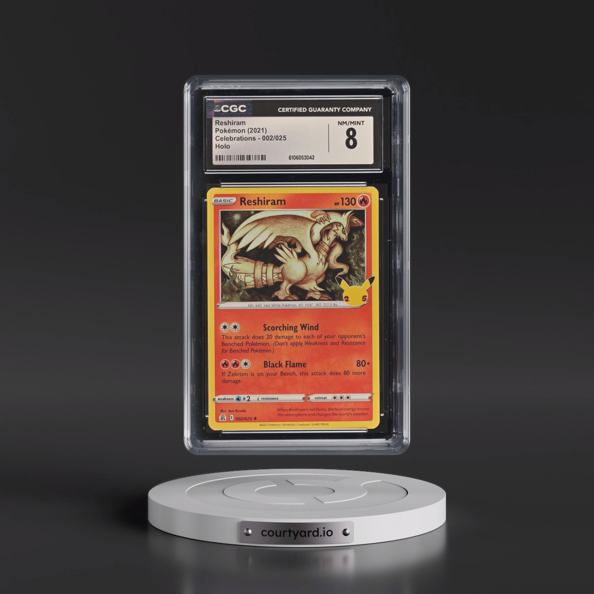 2021 Celebrations #002/025 Reshiram - Holo (CGC 8 NM-MT)