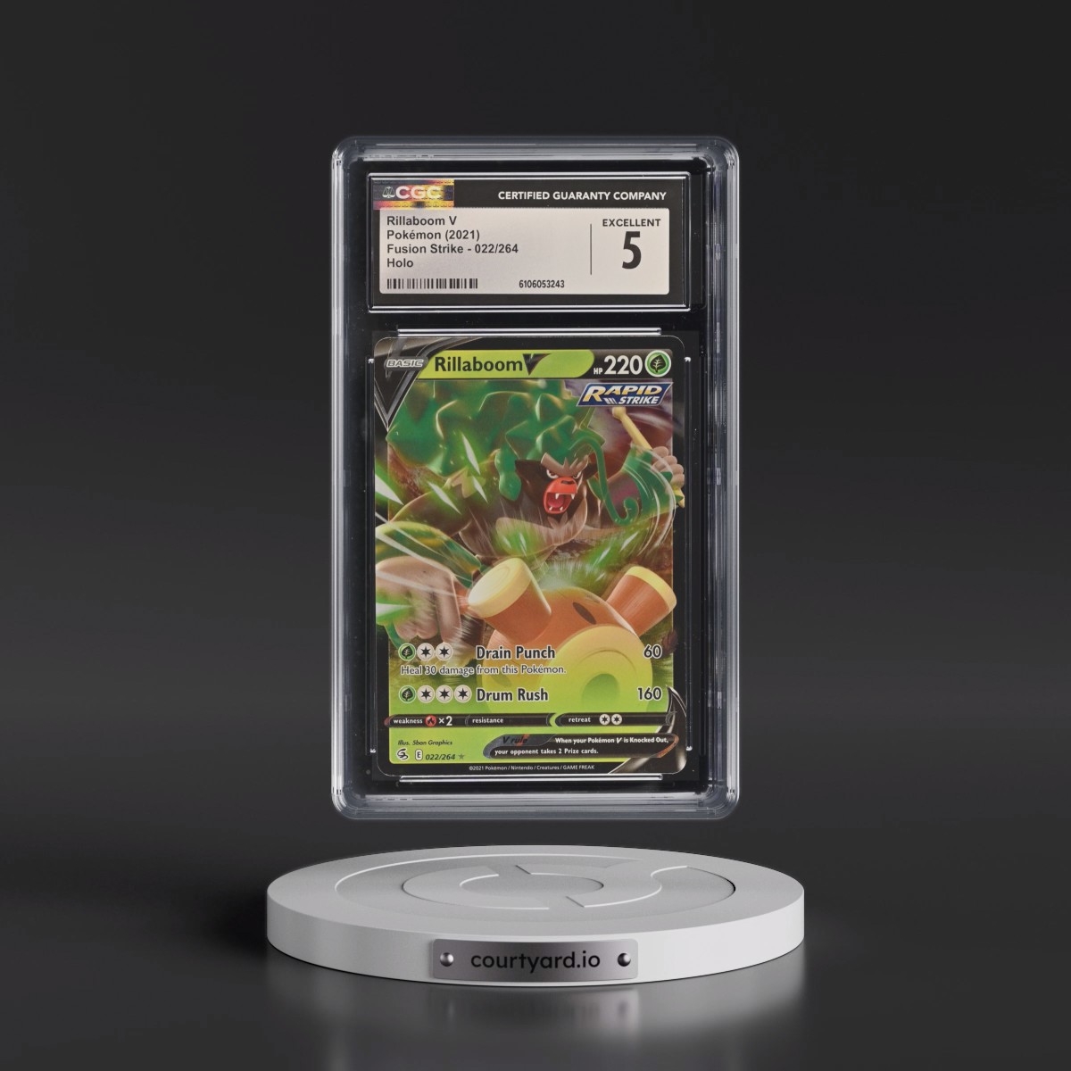 2019 Fusion Strike #022/264 Rillaboom V - Holo (CGC 5 EX)