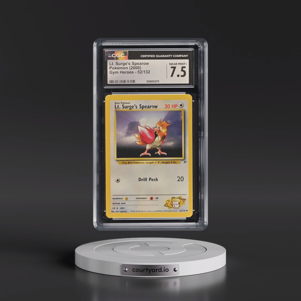 2000 Gym Heroes #52/132 Lt. Surge's Spearow (CGC 7.5 NM+)