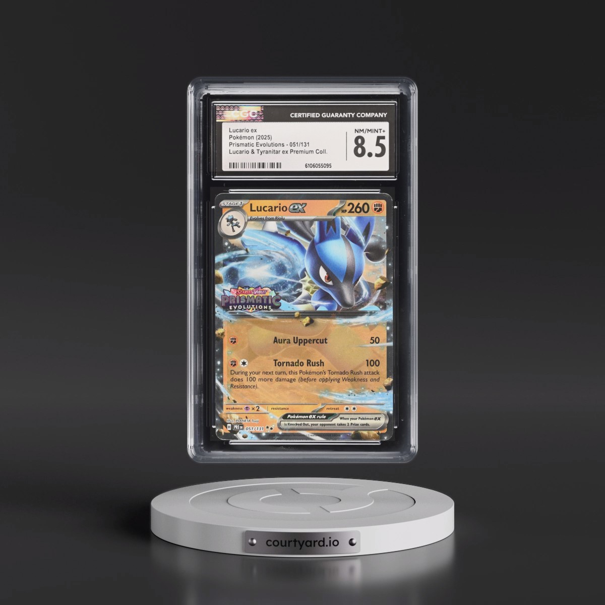 2024 Prismatic Evolutions - PRE EN #051/131 Lucario ex - Lucario & Tyranitar ex Premium Collection (Holo) (CGC 8.5 NM-MT+)