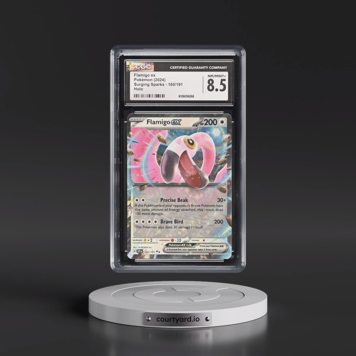 2024 Surging Sparks - SSP EN #160/191 Flamigo ex - Holo (CGC 8.5 NM-MT+)