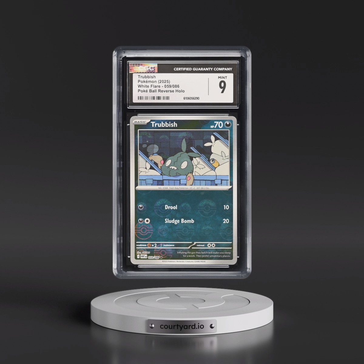 2025 White Flare - WHT EN #059/086 Trubbish - Reverse Holo Poké Ball (CGC 9 MINT)