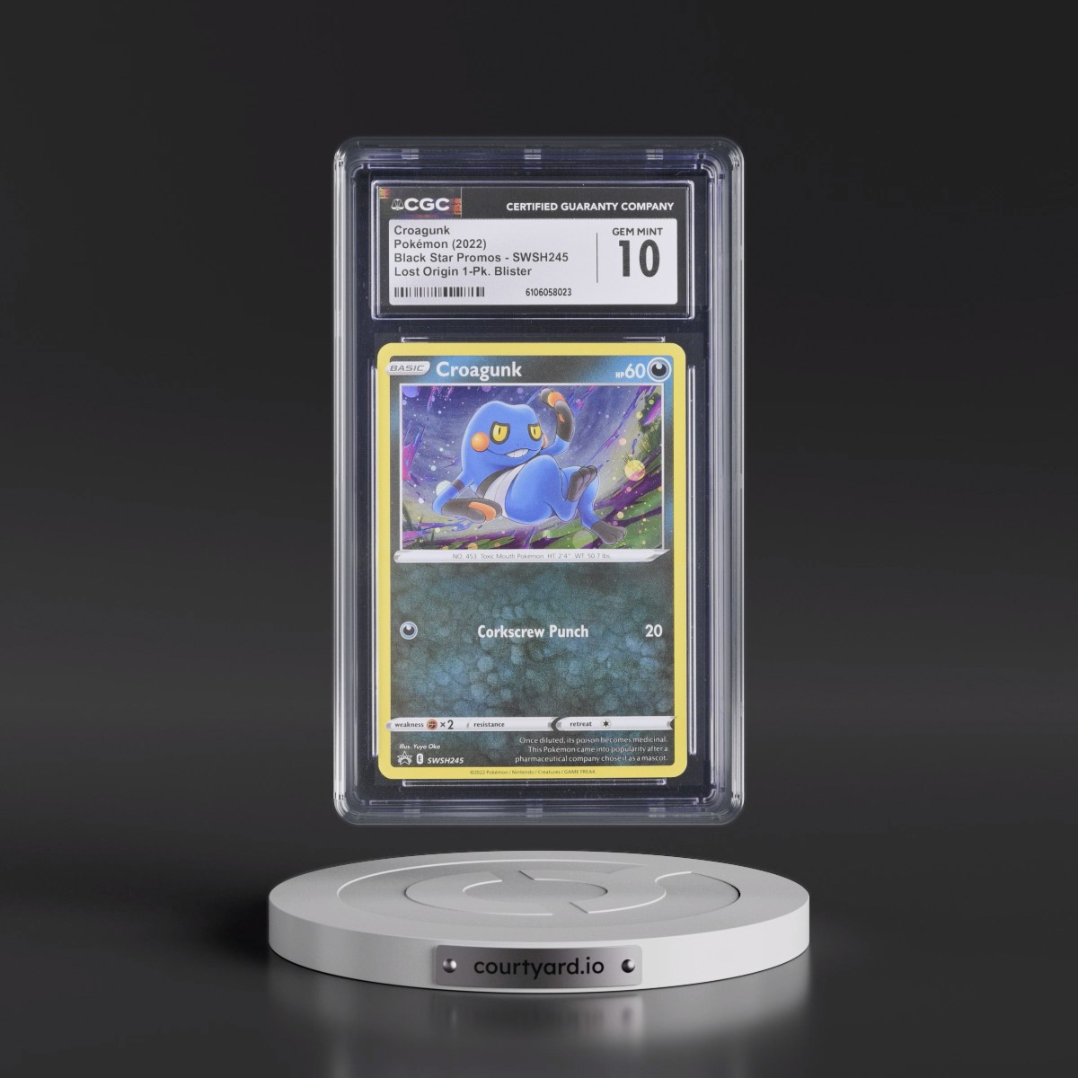 2017 Black Star Promos - Sword & Shield #SWSH245 Croagunk - Lost Origin 1-Pk. Blister (Cosmos Holo) (CGC 10 GEM MINT)