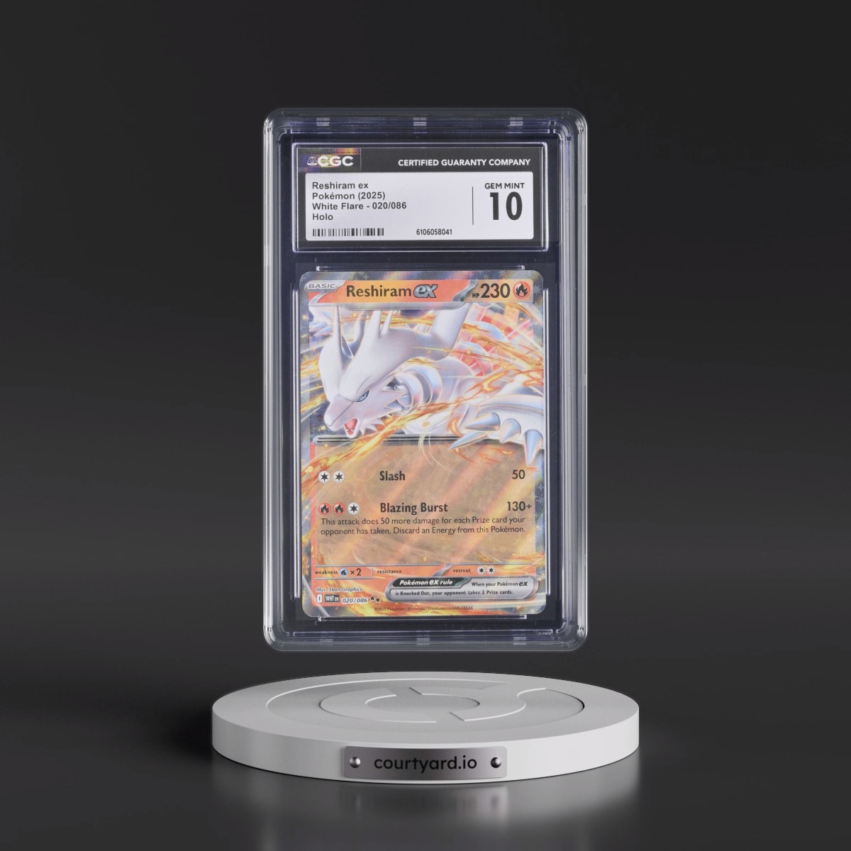 2025 White Flare - WHT EN #020/086 Reshiram ex - Holo (CGC 10 GEM MINT)