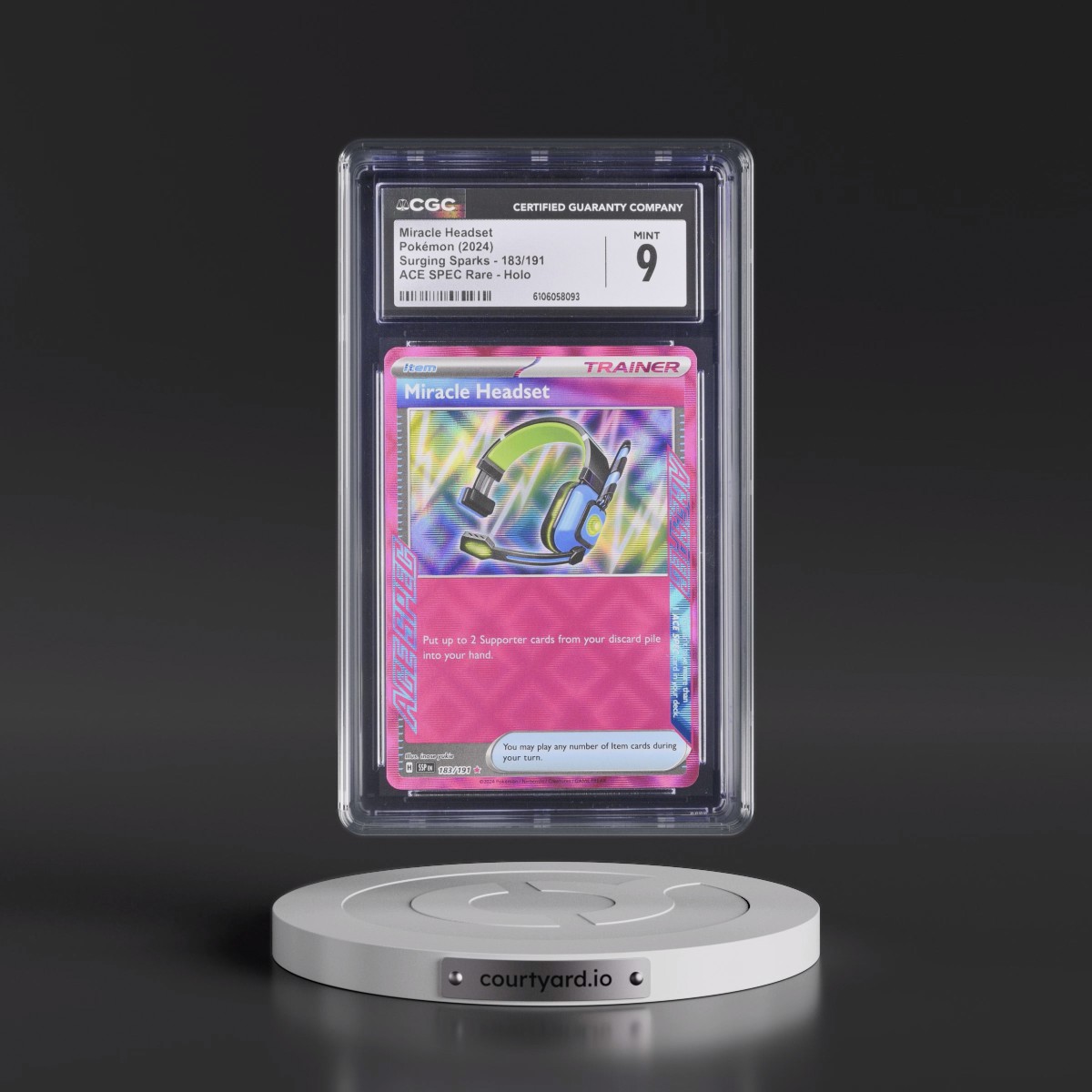 2024 Surging Sparks - SSP EN #183/191 Miracle Headset - ACE SPEC Rare Holo (CGC 9 MINT)