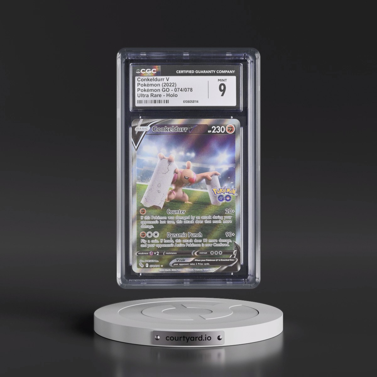 2022 Pokémon GO #074/078 Conkeldurr V - Ultra Rare Holo (CGC 9 MINT)