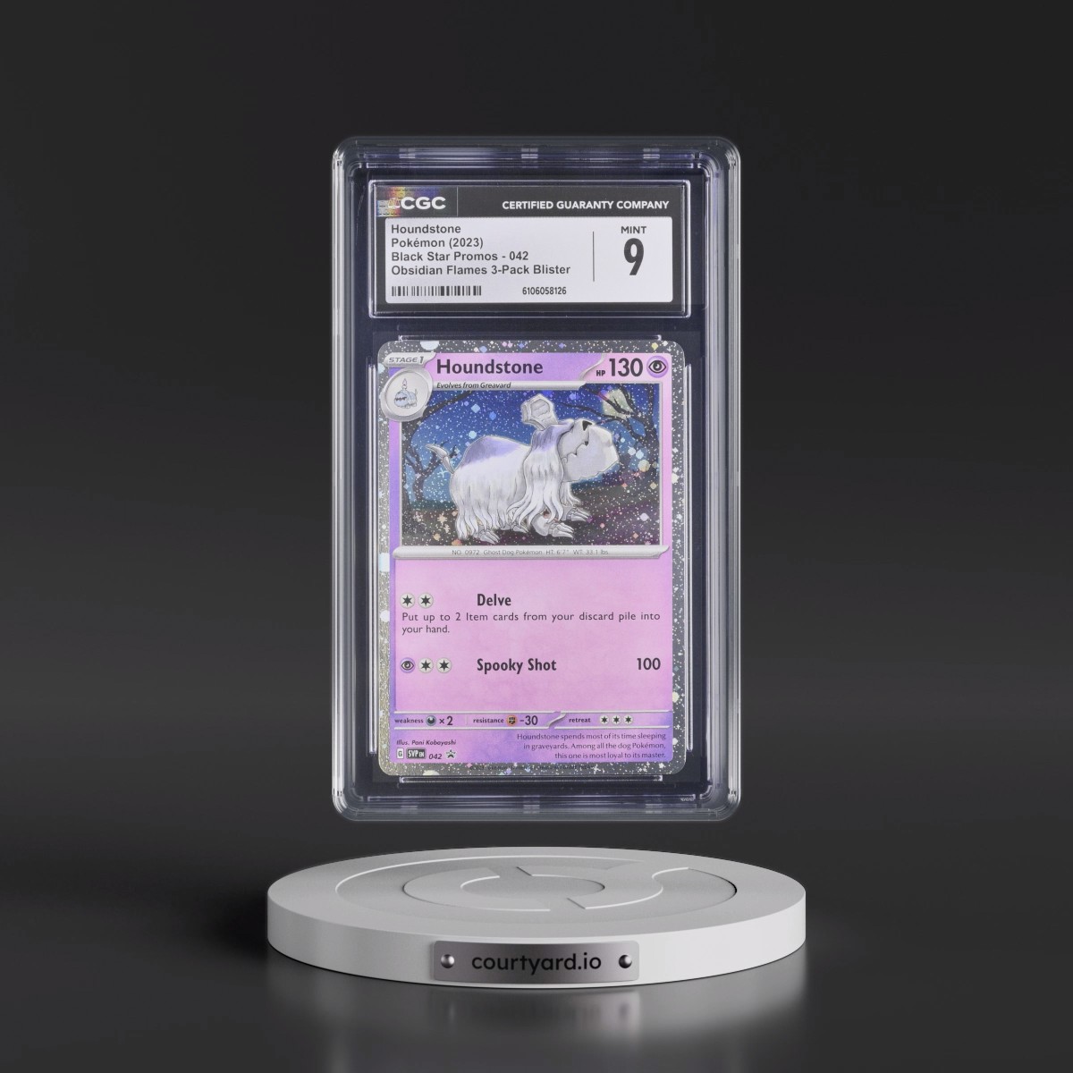 2023 Black Star Promos - Scarlet & Violet SVPEN #042 Houndstone - Obsidian Flames 3-Pack Blister (Cosmos Holo) (CGC 9 MINT)