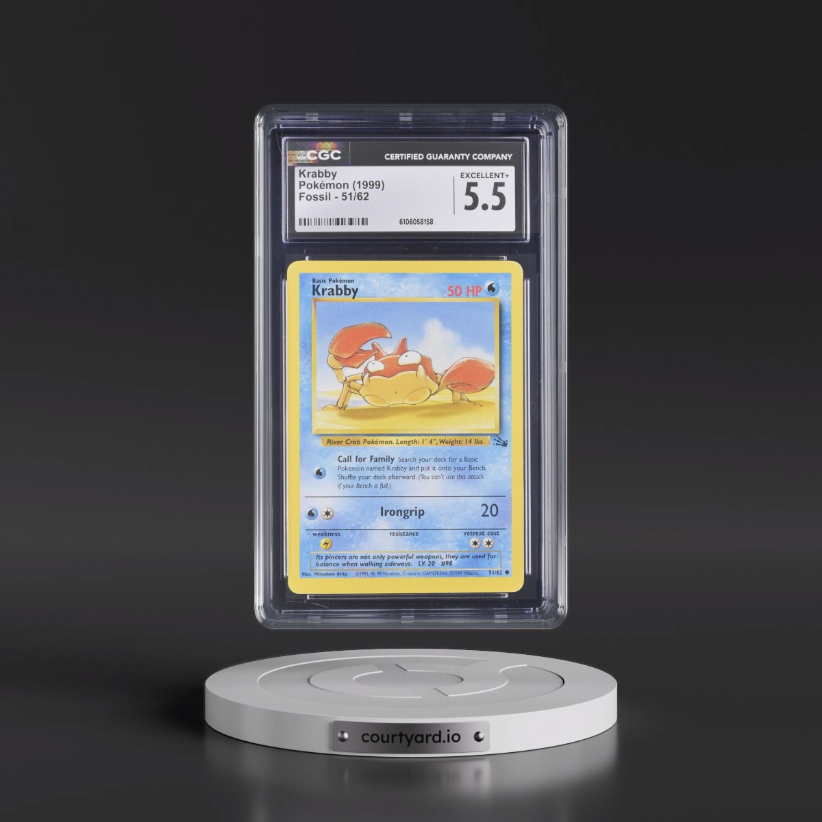 1999 Fossil #51/62 Krabby (CGC 5.5 EX+)