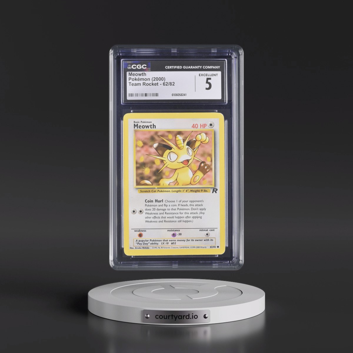 1999 Team Rocket #62/82 Meowth (CGC 5 EX)