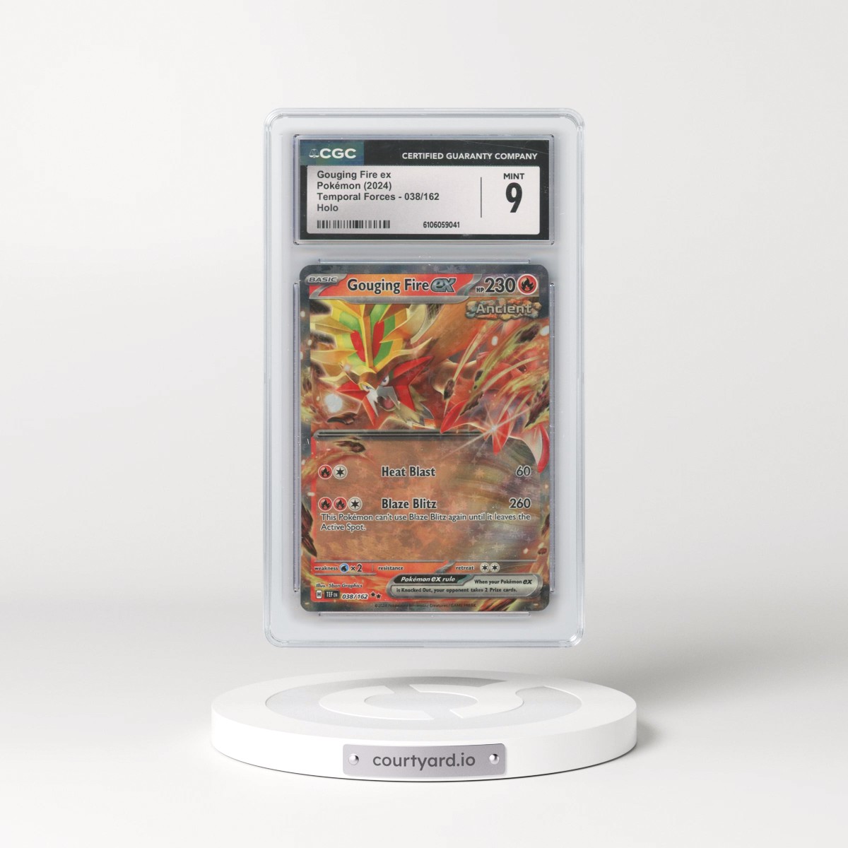 2024 Pokémon Tef EN-Temporal Forces #038 Gouging Fire EX - Holo (CGC 9 MINT)