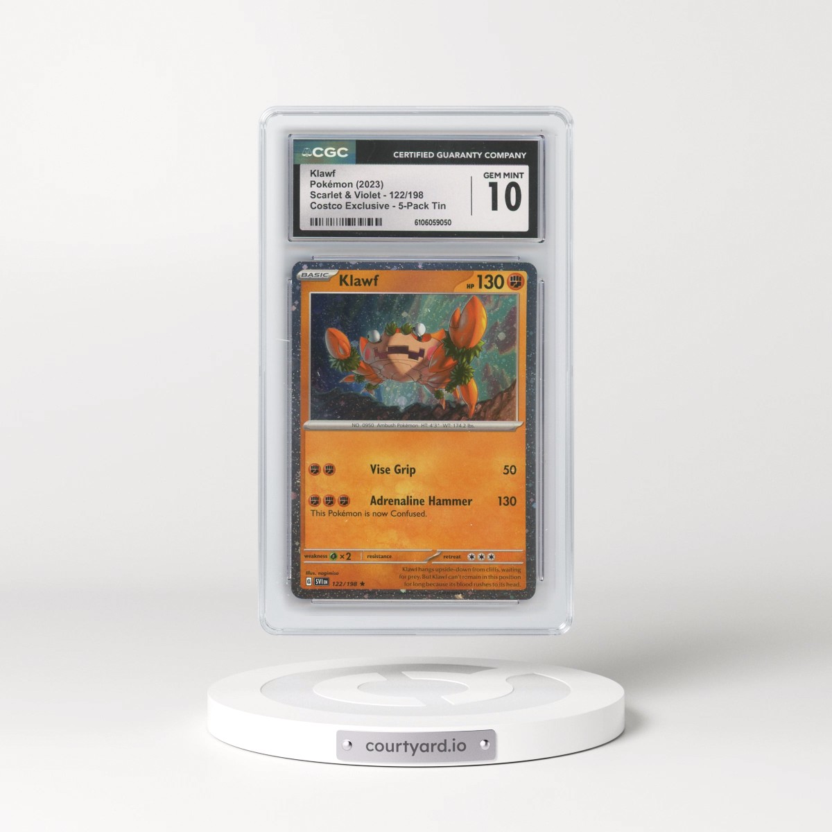 2023 Scarlet & Violet #122/198 Klawf - Costco Exclusive (Cos. Holo) 5-Pack Tin (CGC 10 GEM MINT)