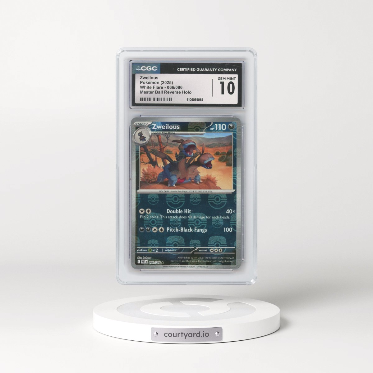 2025 White Flare - WHT EN #066/086 Zweilous - Reverse Holo Master Ball (CGC 10 GEM MINT)
