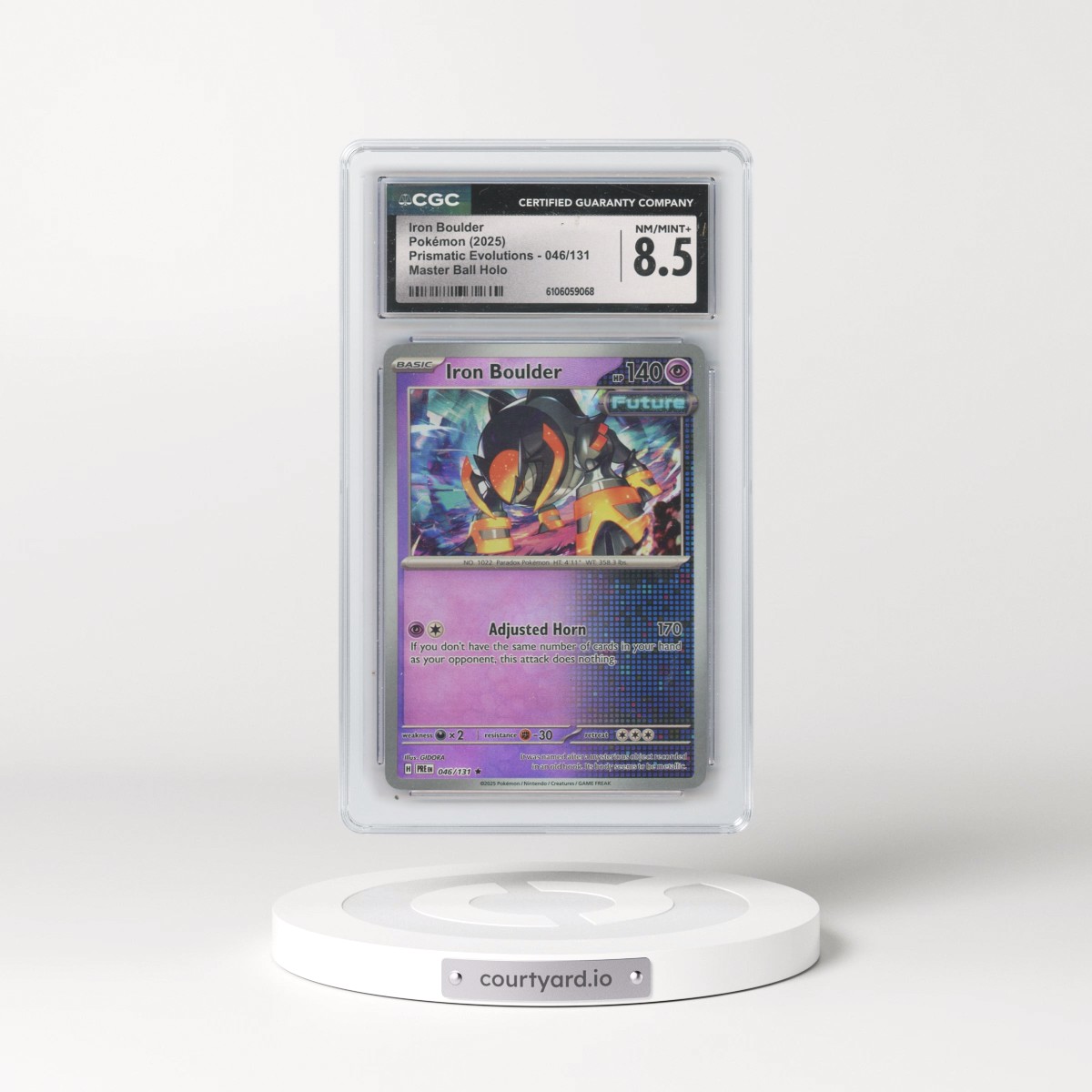 2025 Prismatic Evolutions - PRE EN #046/131 Iron Boulder - Master Ball Holo (CGC 8.5 NM-MT+)