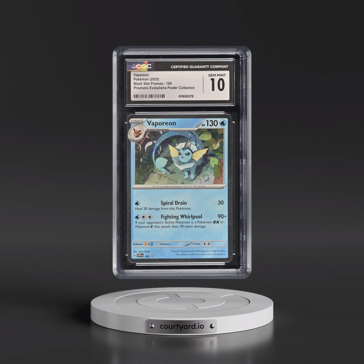 2023 Black Star Promos - Scarlet & Violet SVP EN #168 Vaporeon - Prismatic Evolutions Poster Collection (Cosmos Holo) (CGC 10 GEM MINT)