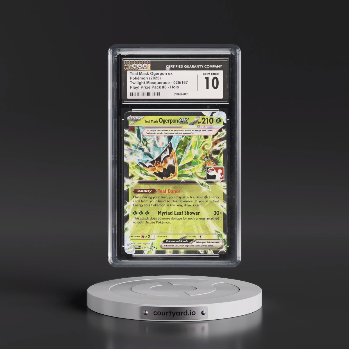 2024 Twilight Masquerade - TWM EN #025/167 Teal Mask Ogerpon ex - Play! Pokémon Prize Pack Series Holo (CGC 10 GEM MINT)