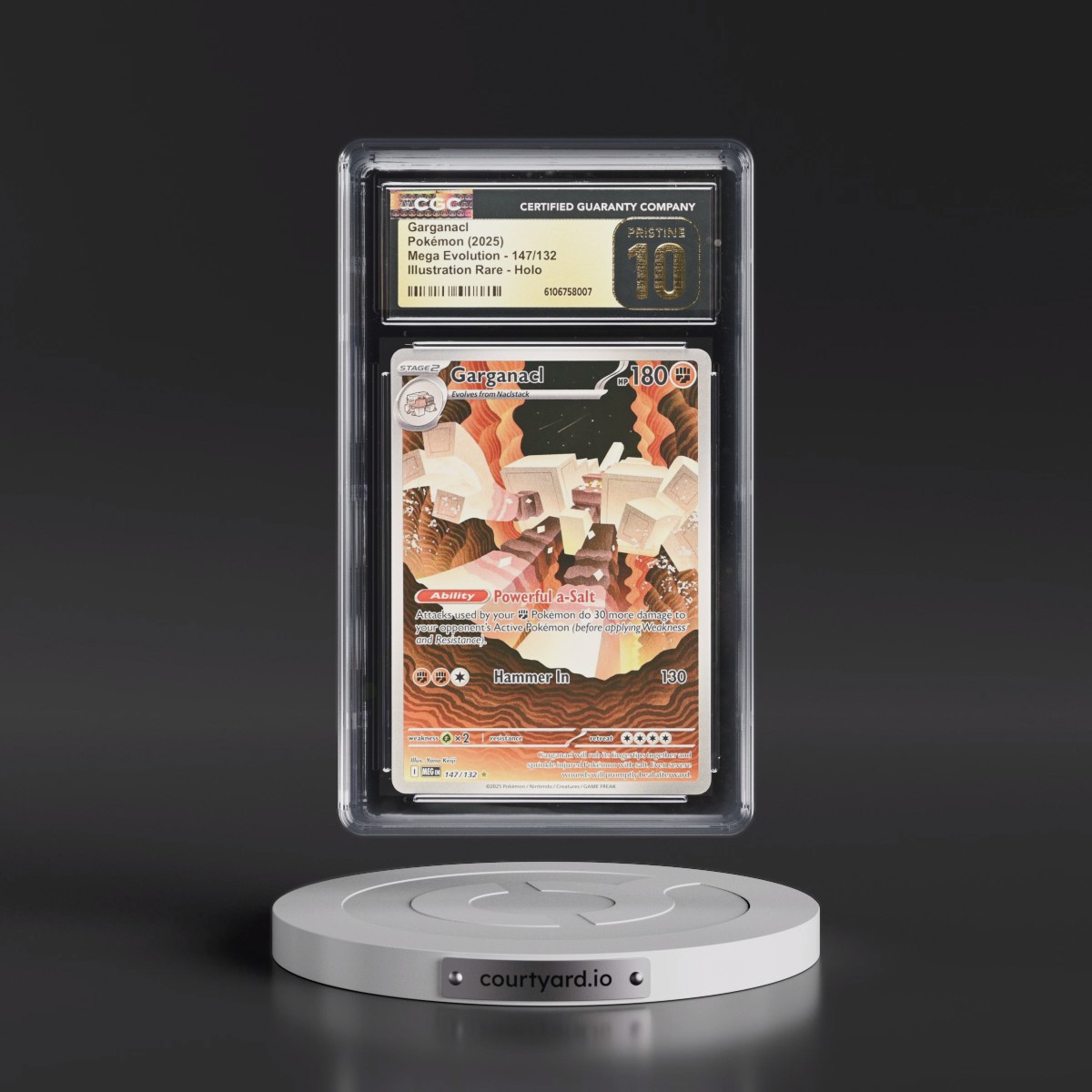 2025 Mega Evolution - MEG EN #147/132 Garganacl - Illustration Rare Holo (CGC 10 PRISTINE)