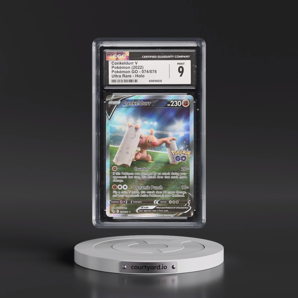 2022 Pokémon GO #074/078 Conkeldurr V - Ultra Rare Holo (CGC 9 MINT)