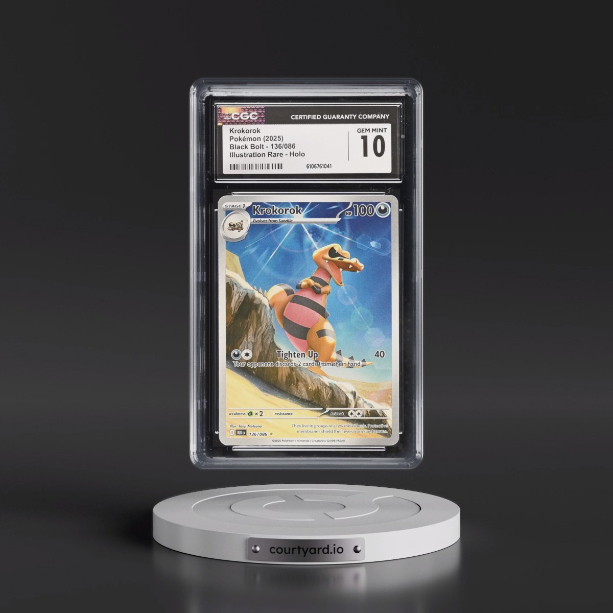 2025 Black Bolt - BLK EN #136/086 Krokorok - Illustration Rare Holo (CGC 10 GEM MINT)