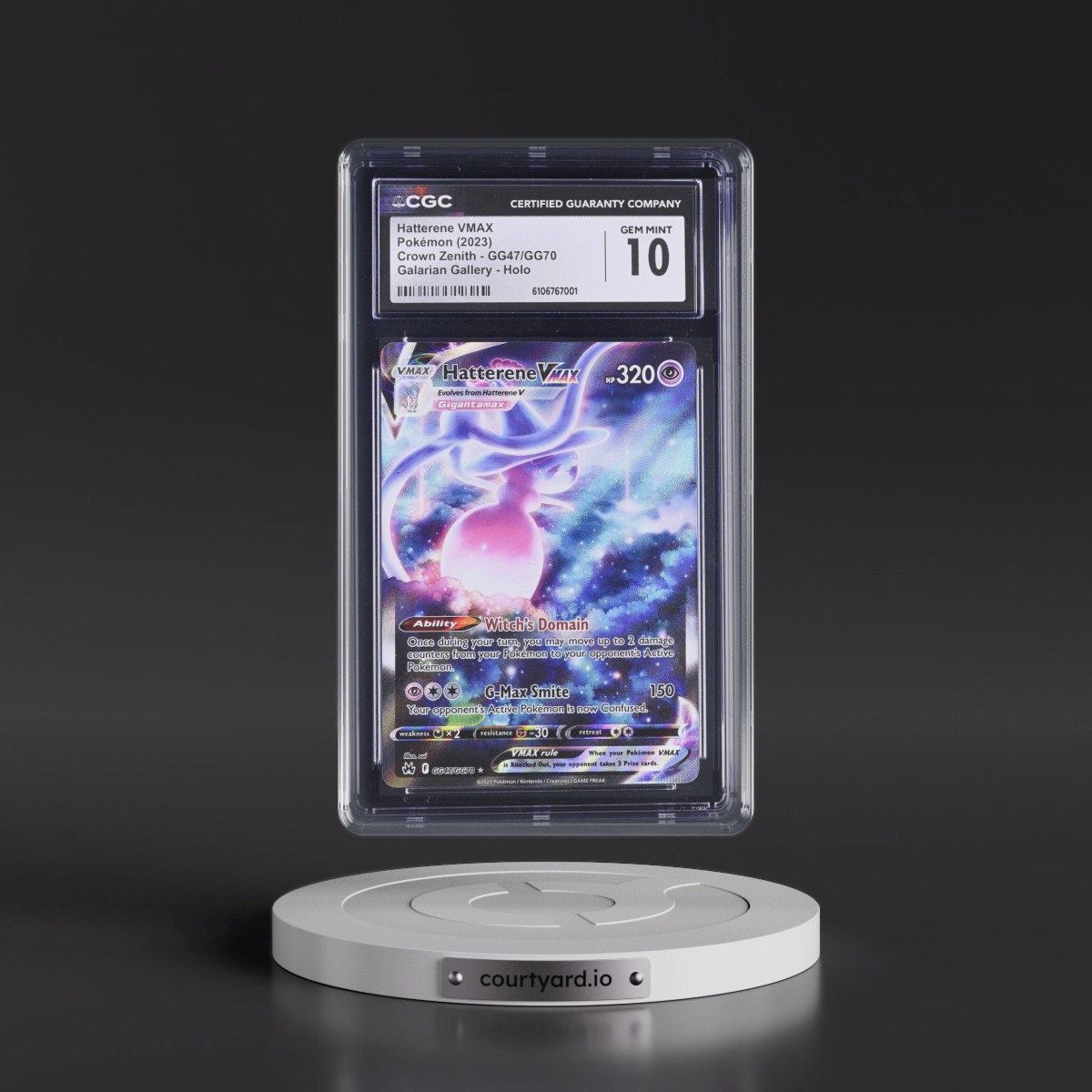 2023 Crown Zenith #GG47/GG70 Hatterene VMAX - Galarian Gallery Holo (CGC 10 GEM MINT)