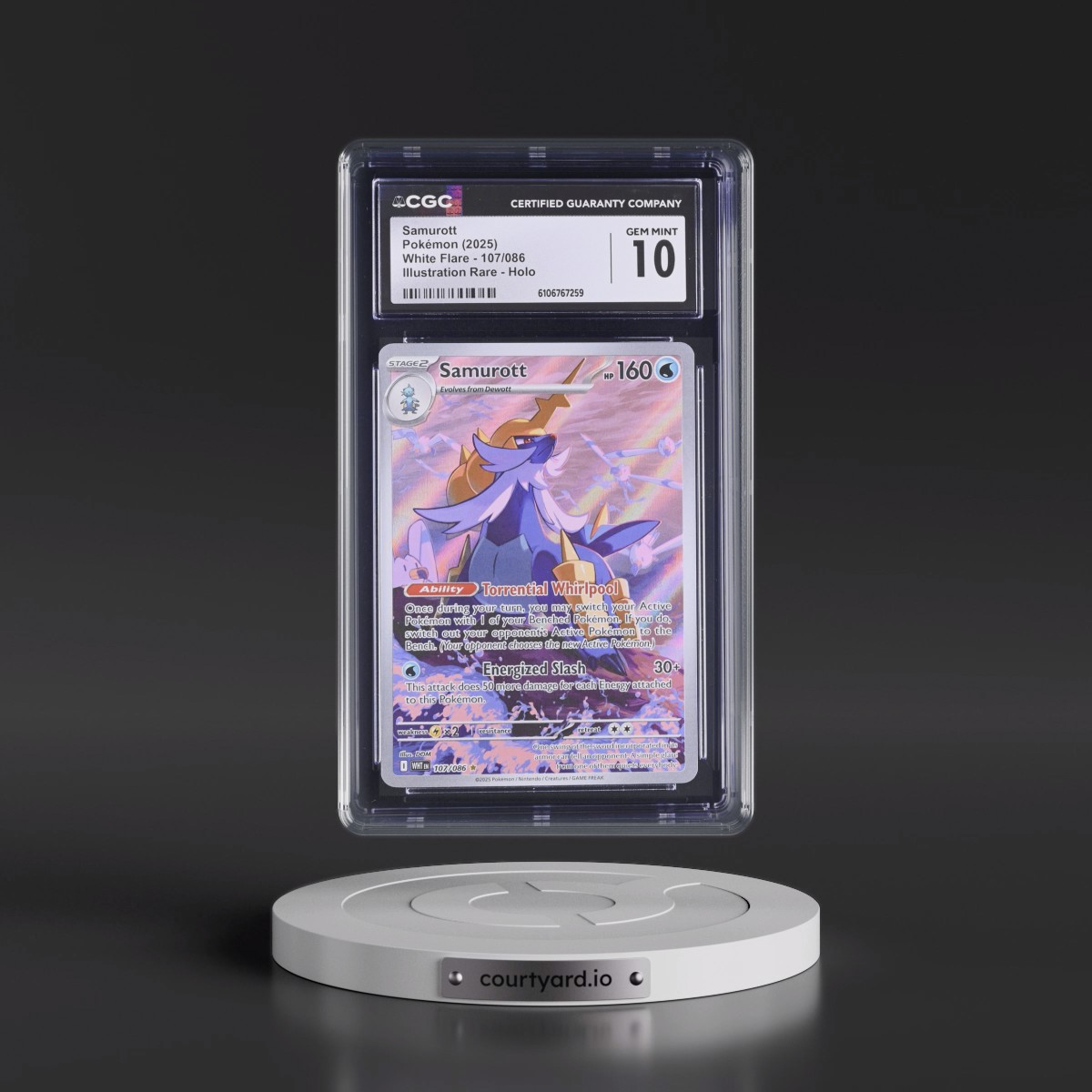 2025 White Flare - WHT EN #107/086 Samurott - Illustration Rare Holo (CGC 10 GEM MINT)