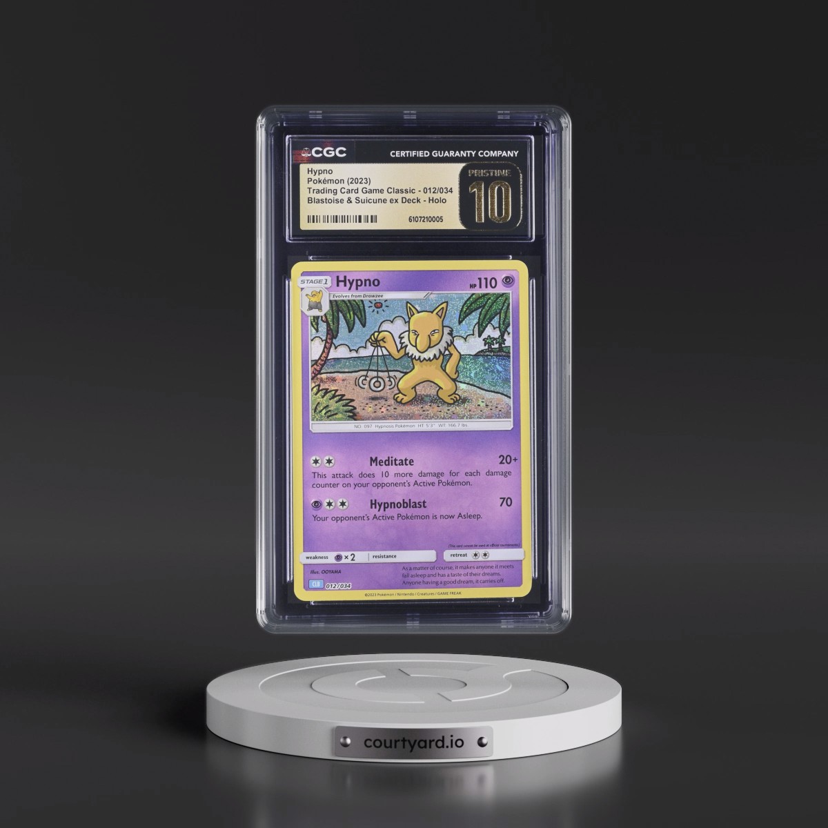 2023 Trading Card Game Classic - CLV, CLC, CLB #012/034 Hypno - Blastoise & Suicune ex Deck - CLB Holo (CGC 10 PRISTINE)