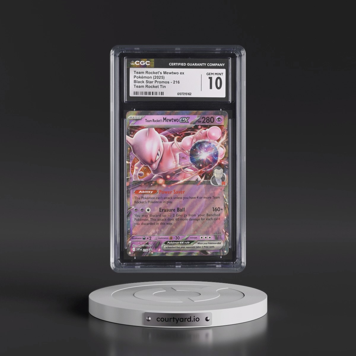 2023 Black Star Promos - Scarlet & Violet SVP EN #216 Team Rocket's Mewtwo ex - Team Rocket Tin (Holo) (CGC 10 GEM MINT)