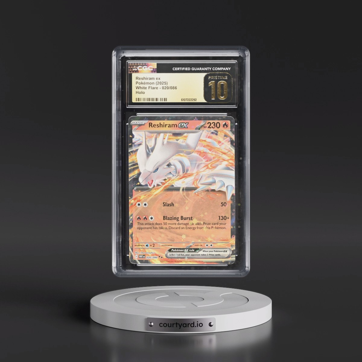 2025 White Flare - WHT EN #020/086 Reshiram ex - Holo (CGC 10 PRISTINE)