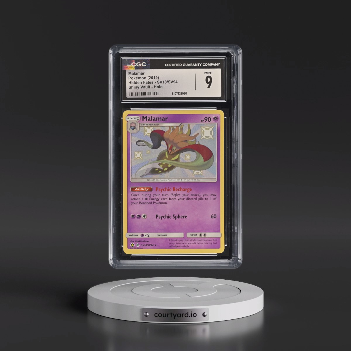 2019 Hidden Fates #SV18/SV94 Malamar - Shiny Vault Holo (CGC 9 MINT)