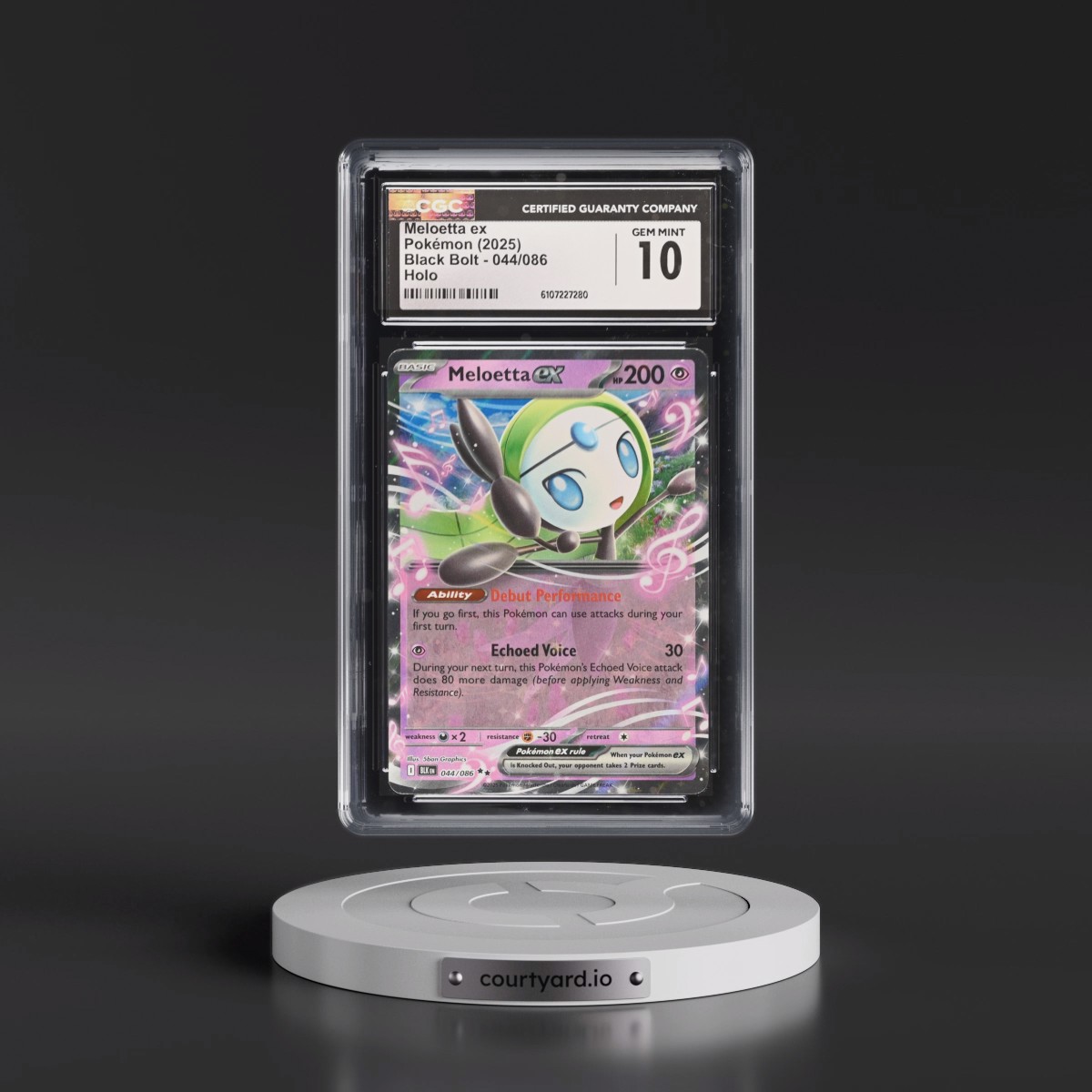 2025 Black Bolt - BLK EN #044/086 Meloetta ex - Holo (CGC 10 GEM MINT)