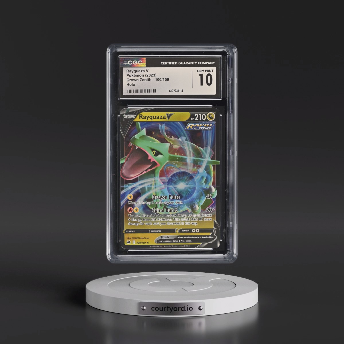 2023 Crown Zenith #100/159 Rayquaza V - Holo (CGC 10 GEM MINT)