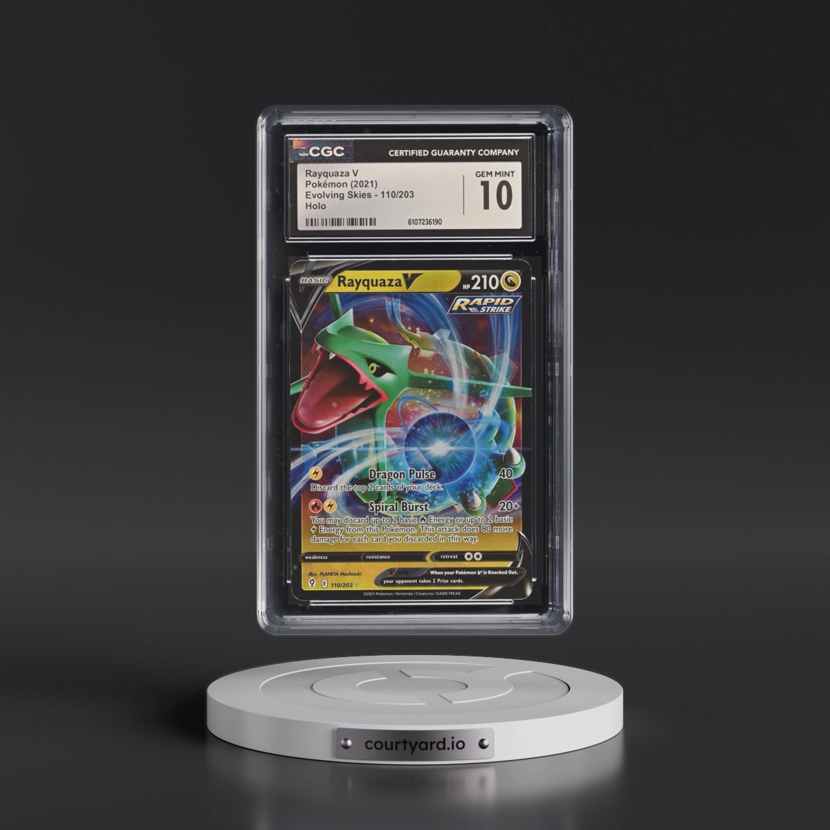 2021 Evolving Skies #110/203 Rayquaza V - Holo (CGC 10 GEM MINT)