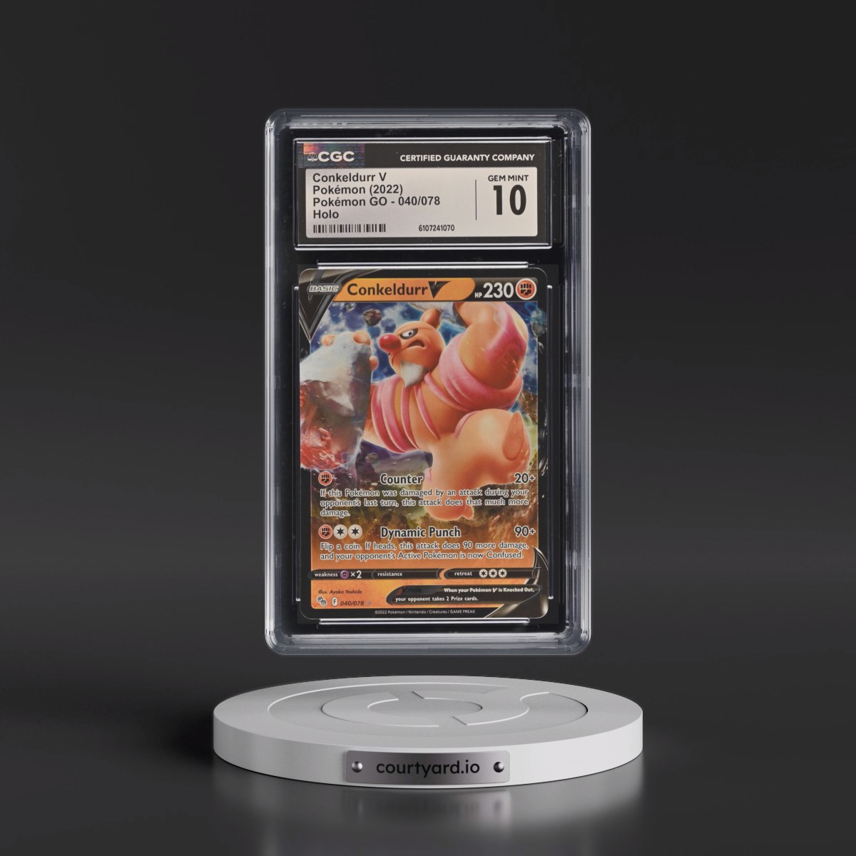 2022 Pokémon GO #040/078 Conkeldurr V - Holo (CGC 10 GEM MINT)