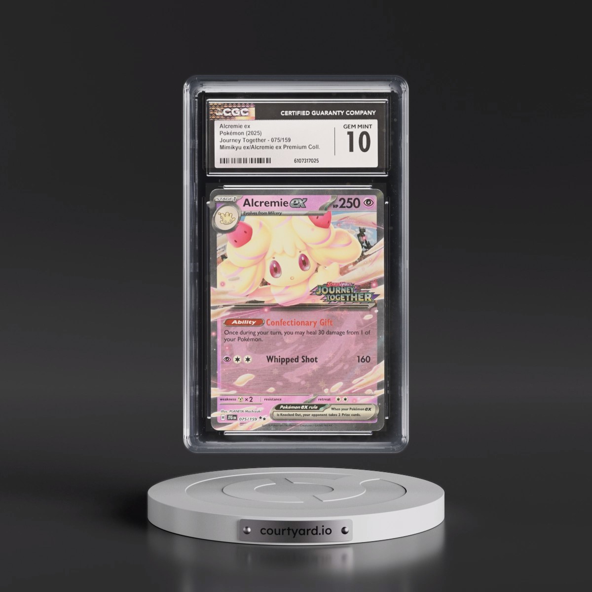 2024 Journey Together - JTG EN #075/159 Alcremie ex - Mimikyu ex & Alcremie ex Premium Collection (Holo) (CGC 10 GEM MINT)
