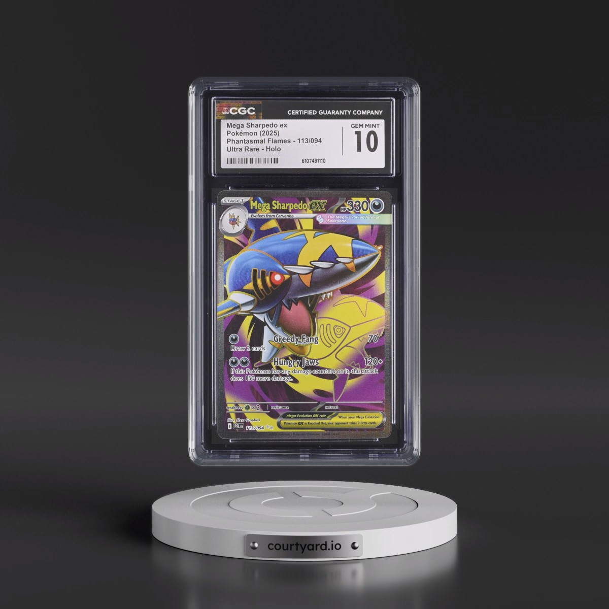 2025 Phantasmal Flames - PFL EN #113/094 Mega Sharpedo ex - Ultra Rare Holo (CGC 10 GEM MINT)