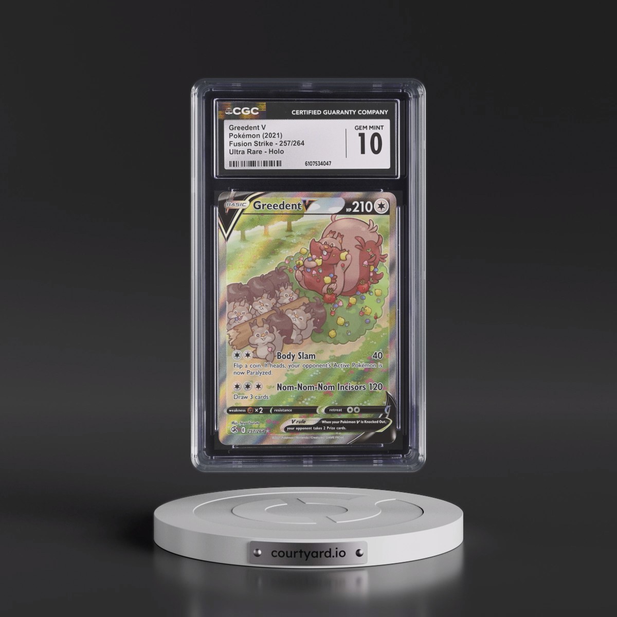 2019 Fusion Strike #257/264 Greedent V - Ultra Rare Holo (CGC 10 GEM MINT)