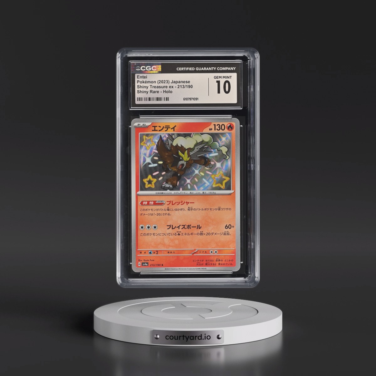 2023 Shiny Treasure ex #213/190 Entei - Shiny Rare Holo (CGC 10 GEM MINT)