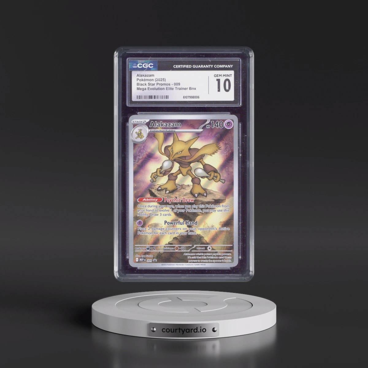 2025 Black Star Promos - Mega Evolution MEP EN #009 Alakazam - Mega Evolution Elite Trainer Box (Holo) (CGC 10 GEM MINT)