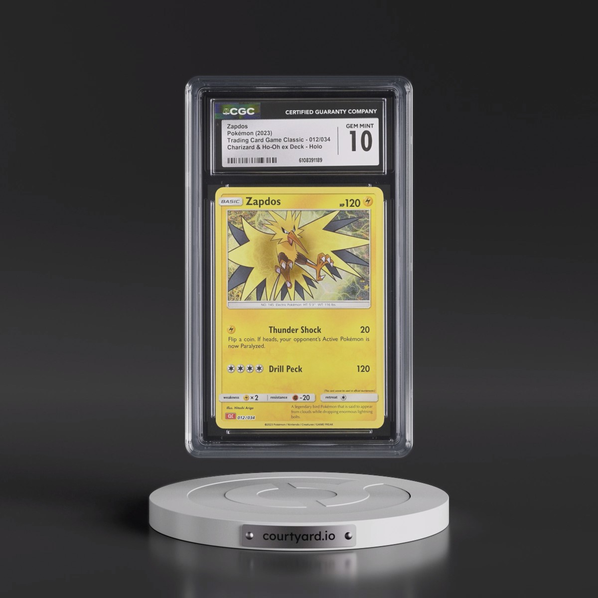 2023 Trading Card Game Classic - CLV, CLC, CLB #012/034 Zapdos - Charizard & Ho-Oh ex Deck - CLC Holo (CGC 10 GEM MINT)