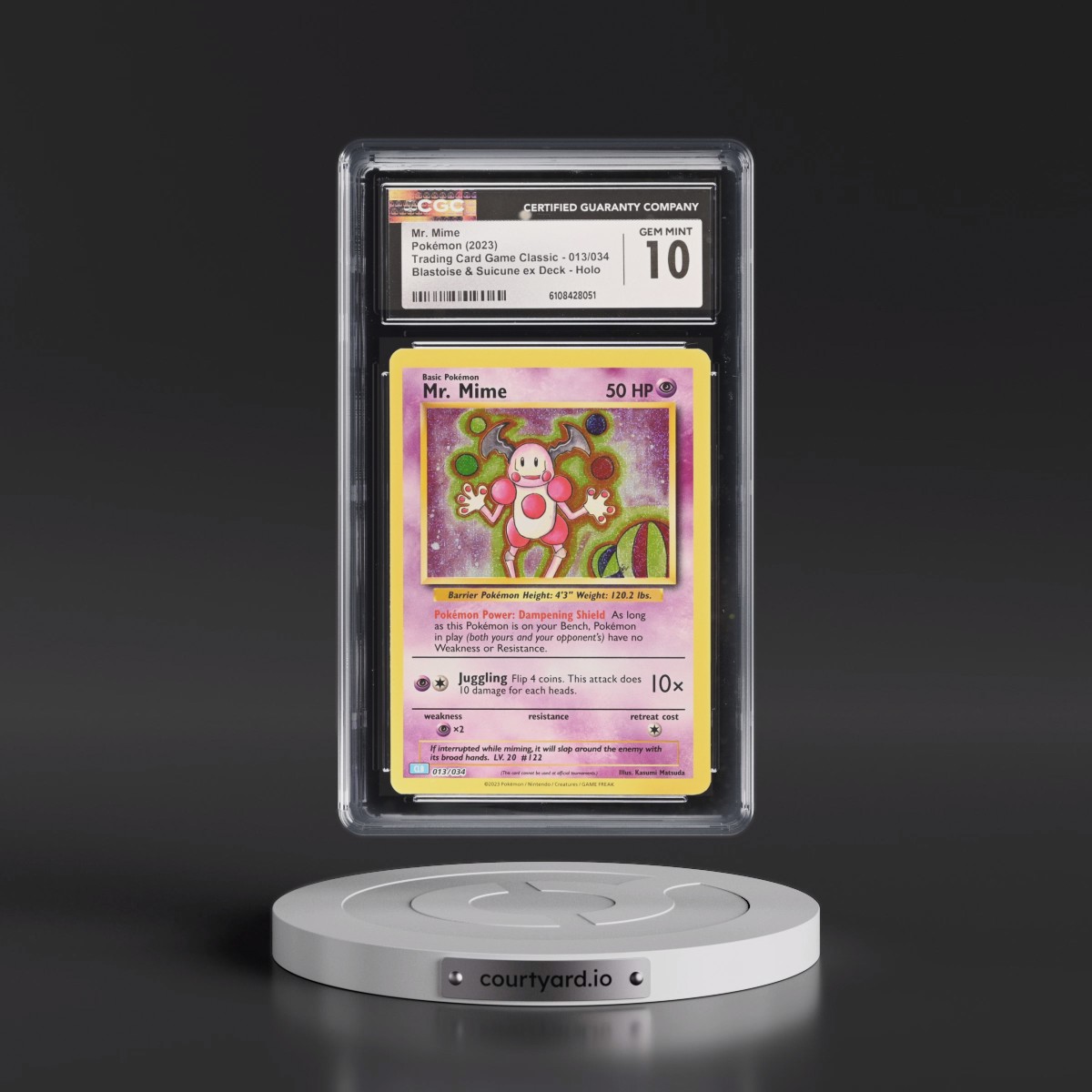 2023 Trading Card Game Classic - CLV, CLC, CLB #013/034 Mr. Mime - Blastoise & Suicune ex Deck - CLB Holo (CGC 10 GEM MINT)