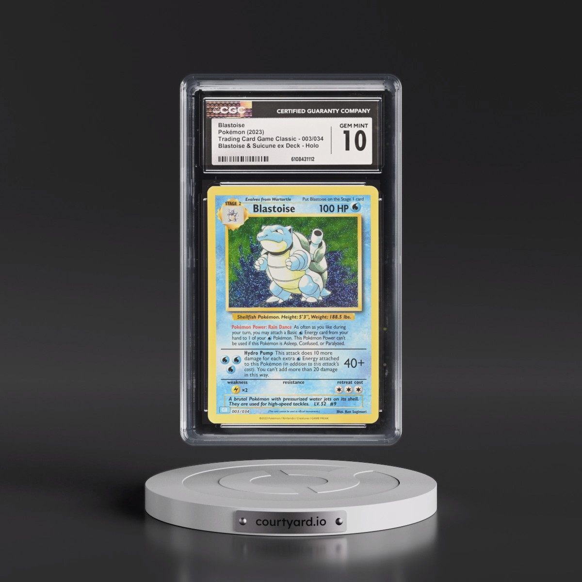 2023 Trading Card Game Classic - CLV, CLC, CLB #003/034 Blastoise - Blastoise & Suicune ex Deck - CLB Holo (CGC 10 GEM MINT)