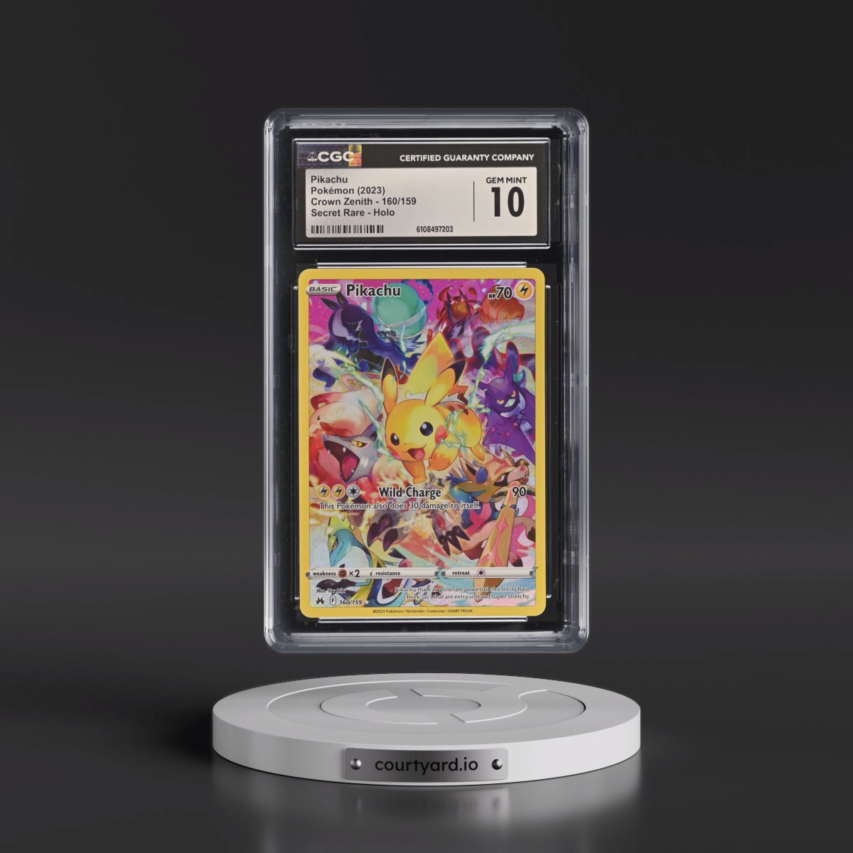 2023 Crown Zenith #160/159 Pikachu - Secret Rare Holo (CGC 10 GEM MINT)