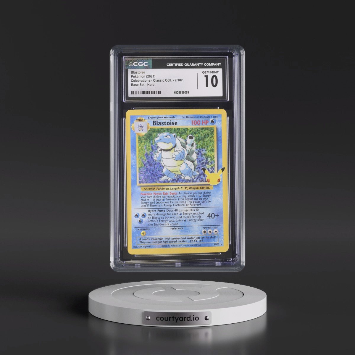 2021 Celebrations - Classic Collection #2/102 Blastoise - Base Set Holo (CGC 10 GEM MINT)
