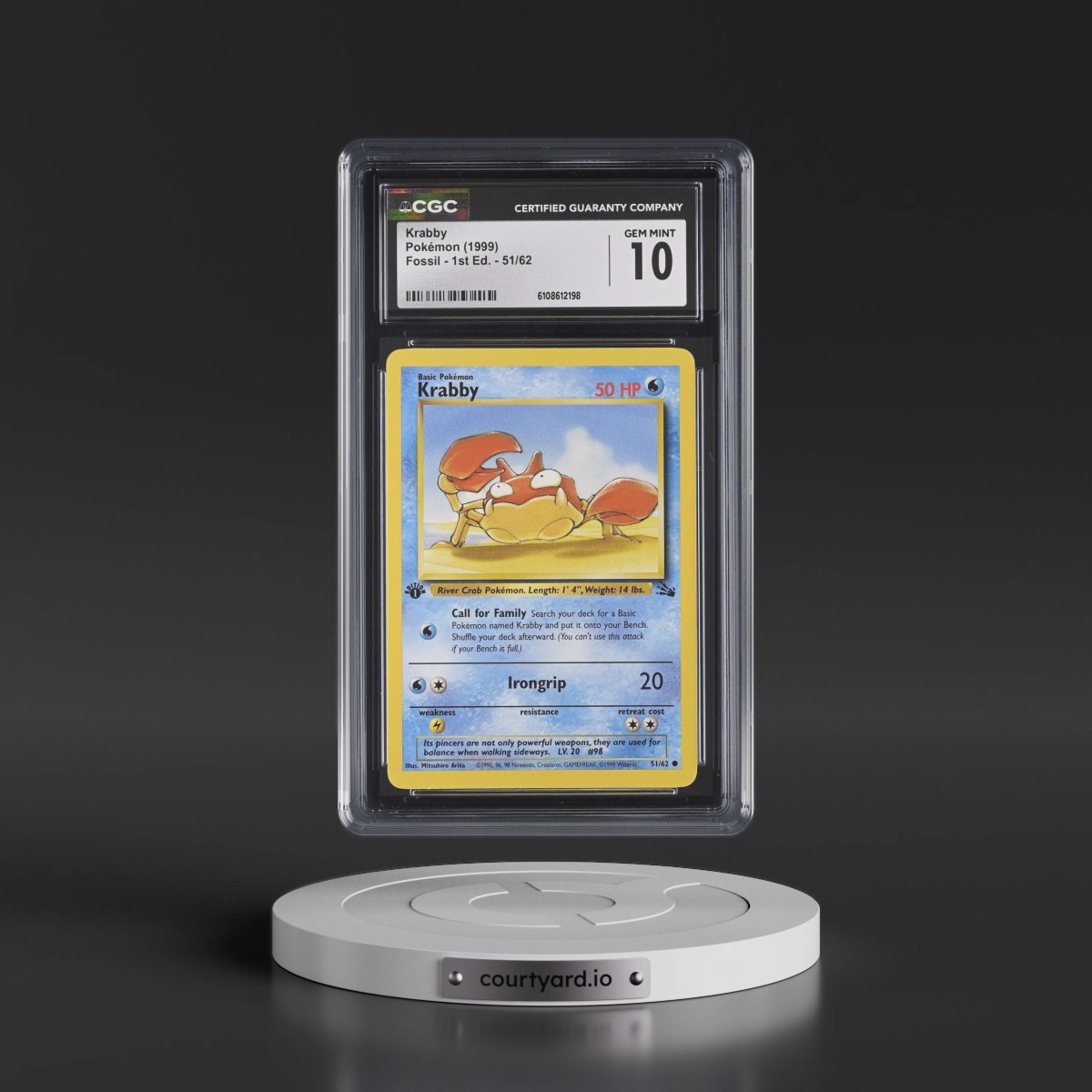 1999 Fossil #51/62 Krabby - 1st Edition 1st Edition (CGC 10 GEM MINT)