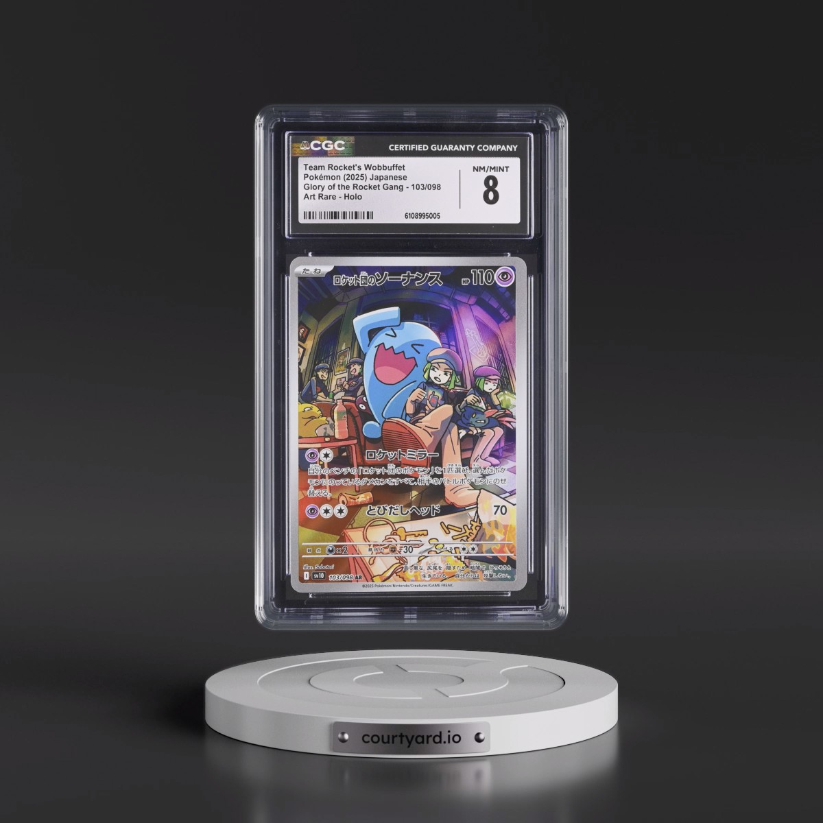 2025 Glory of the Rocket Gang - sv10 Team Rocket's Wobbuffet - Art Rare Holo #103/098 CGC 8
